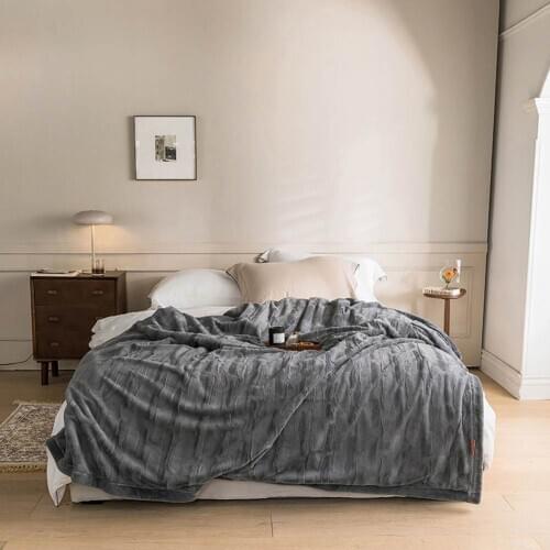 Papa&Mima 3D Pink Mauve Solid Soft Quilted Thick Winter Blankets Throws Raschel Microfiber Double-side Plaids Polyester Bedsheet