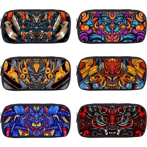 3D Print Abstraction Animal Tiger Wolf Dragon Pencil Case Women Cosmetic Bag Kawaii Pen Box Children Terror Skull School Pen Box
