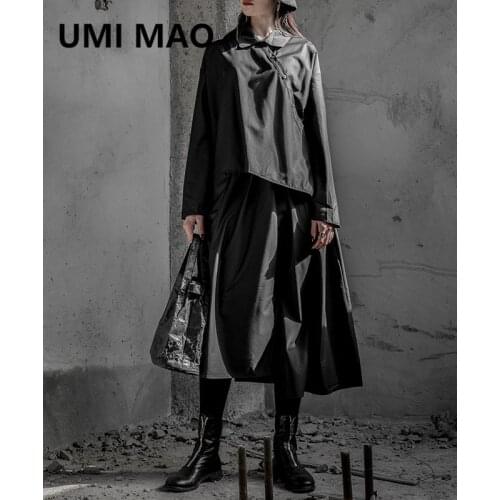 UMI MAO Spring Yamamoto Dark Wind Dress Mid-length Niche Design Two-wear Version Temperament Shirt Dress Y2k Dresses