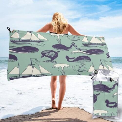 Bathing Towel Marine Yachts Funny Whales Sunny Voyage Bath Wearable Towel Dress Fast Drying Beach Spa Magical Nightwear Sleeping