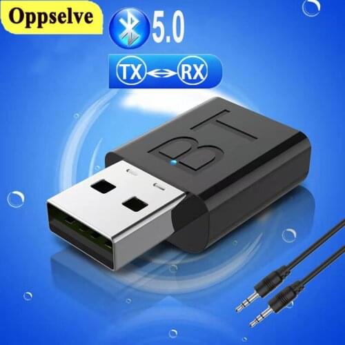 Portable USB Bluetooth 5.0 Dongle Adapter For Car TV Speaker 2 In 1 Wireless Transmitter Receiver 3.5mm AUX Stereo Music Adapter