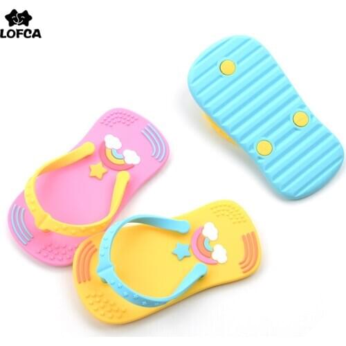 LOFCA Flip Flops Sillicone Teether Baby Teething Pendant Accessories Food Grade Silicone beads BPA FREE Silicon Teethers