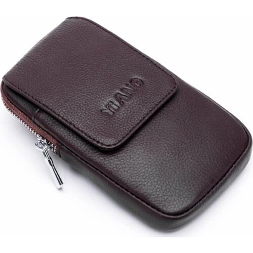 Hot Sale Men Waist Bag Genuine Leather Mobile Phone Case Bags Male Hip Bum Hook Purse Pouch Loops Belt Fanny Pack High Quality