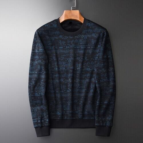 Add Velvet Men Luxury All Printed Round Collar Sweatshirt Male Plus Size 4xl Autumn Winter Slim Mens Hoodies