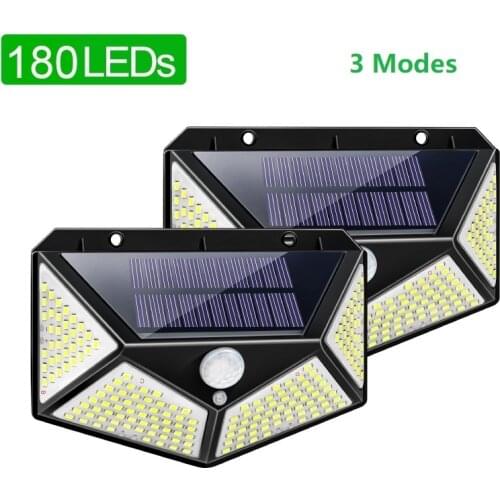 Solar LED Light Outdoor Solar Light LED Solar Lamp 180 100 PIR Motion Sensor Waterproof Sunlight Spotlight for Garden Decoration
