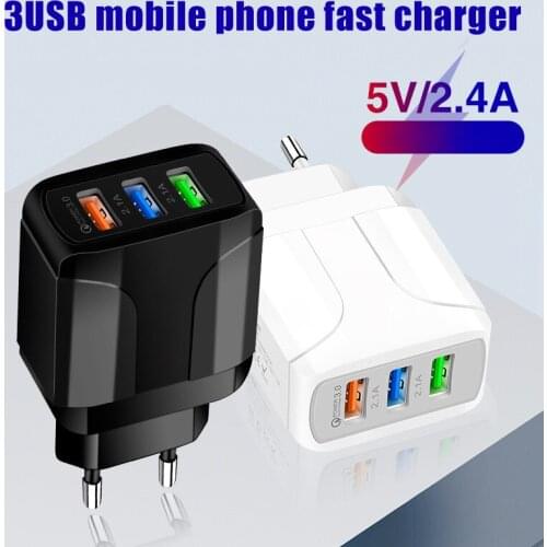 Universal 3 USB Travel Mobile Phone Charger Adapter for iPhone Samsung 5V 2.5A Smart SmartPhone USB Fast chargers Charging Head