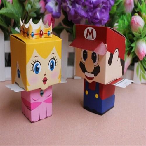Birthday Party package Super Marie Bros princess 50pcs Bride +50pcs Groom wedding favors Mario candy box for wedding gifts