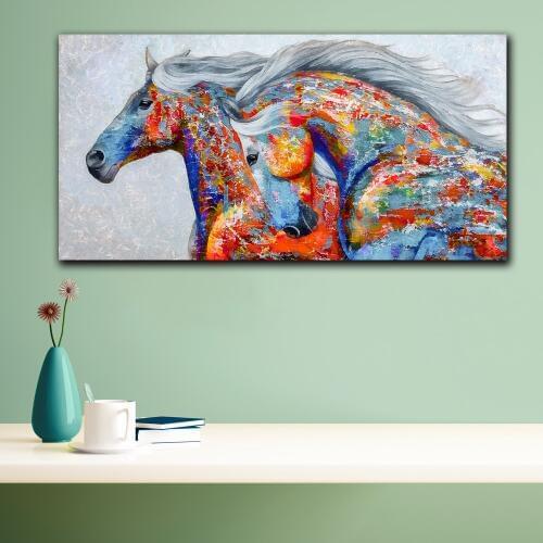 Wxkoil Fashion Wall Pictures Wonderful Color Horses Home Decor On Canvas Modern Wall Art Canvas Print Poster Canvas Painting