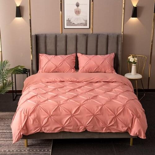 Pinch Pleat 3 Pieces Quilt Covers Bedding Set Solid Brushed Comforter Covers Pillow Cases Breathable Washable 2pc Duvet Cover