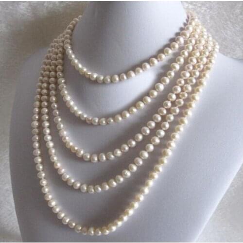 5x6mm white real pearl 80cm 125cm 200cm 30'' 78'' necklace natural Freshwater PEARL Women Jewelry 35cm 43cm 15'' 17
