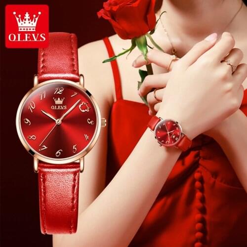 OLEVS Women Watches Luxury Rose Gold Dress Ladies Wrist Watches Women Leather Strap Bracelet Watch For Female Relogio Feminino