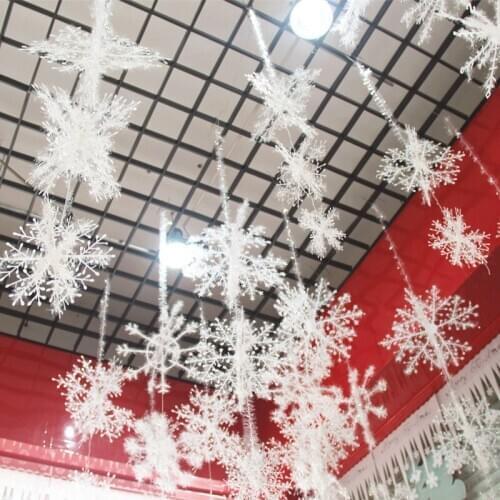 1pcs White Plastic Fake Snowflake Christmas Party Hanging Pendants New Year Xmas Tree Ornaments Window Decoration