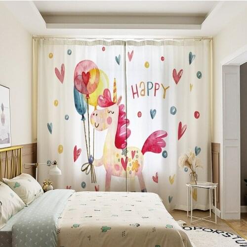 3D Printed Mr. Rabbit Screen Voile Curtains for Kids Girls' Bedroom Fahion Cartoon Animals Forest Curtain Drapes for Music Room
