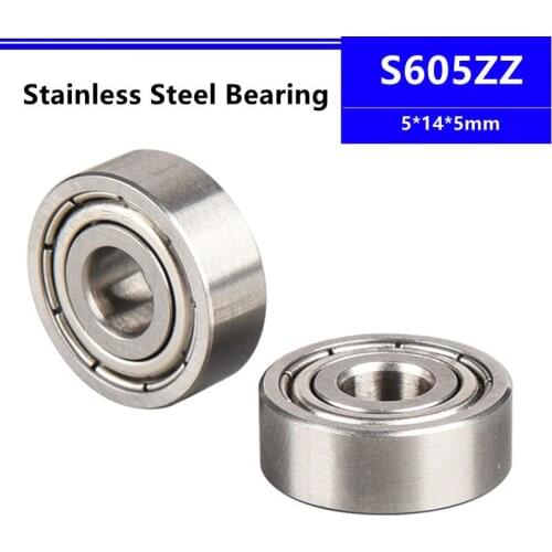 50/100pcs S605ZZ 5*14*5mm Stainless Steel Deep Groove Ball Bearing 5x14x5mm SB605ZZ S605