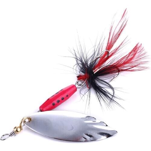 7CM-8.4G Spinner Bait Hard Spoon Bass Lures Metal Fishing Lure With Feather Treble Hooks For Pike Fishing
