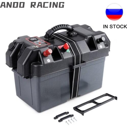 Boat Camper RV Battery Box Trolling Motor Power Center Station USB 12V Charger Port Plastic Fit Group 24- and 27-size Batteries