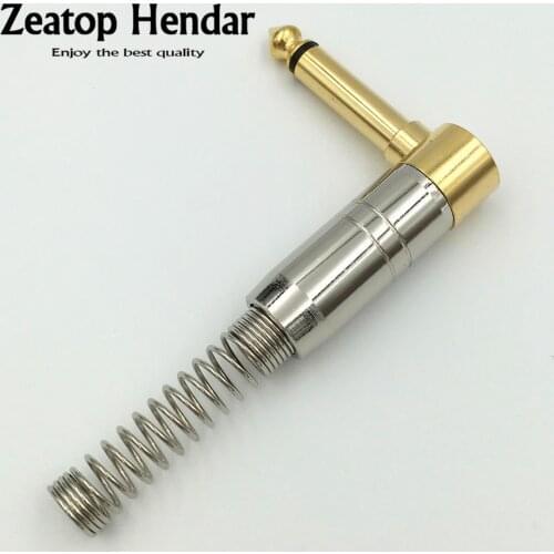 1Pcs 90 Degree Angle 6.35mm Audio Plug 6.35 2Pole Mono Jack Amplifier Microphone King Protection Device with Spring Connector