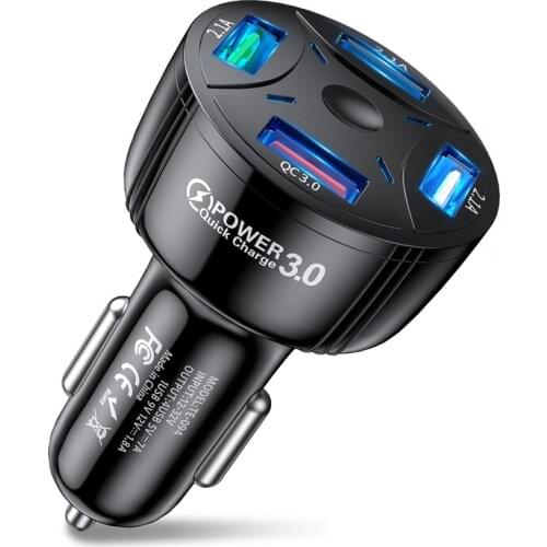 Car Charger Quick Charge QC 3.0 USB Charger 4 Ports Fast Charger Mobile Phone Charger For Samsung Xiaomi iPhone Adapter