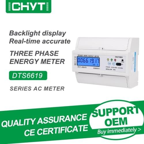 Free Shipping DTS6619 Din Rail AC 7P 380V 100A LCD Backlight Digital Three-Phase Four-Wire Watt Hour Energy Meter With RS485