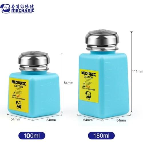 Mechanic Alcohol Bottle 100 / 180ml Liquid Container Bottle ESD Cleaner Dispenser Empty Pump for iPhone Repair Mechanic Tools