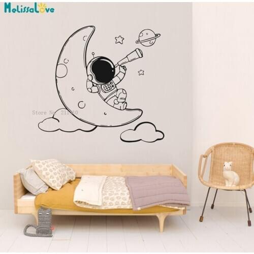 Astronaut Space Moon Cosmonaut Nursery Kids Room Wall Sticker Vinyl Car Decal Mural Art Décor YT5510