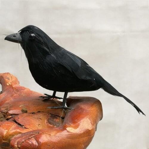 Simulated Bird Realistic Raven Crow Sculpture Garden Yard Halloween Decor