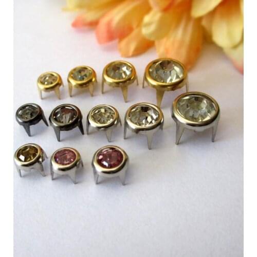 6/7/8/10mm Border Rhinestone Crystal Inlaid Rivets Nailhead Claws Stud For Hat Bag Shoe Jeans Leather Craft Clothes Accessories