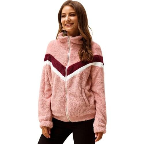 Zipper Pocket Contras Color Long Sleeve Turtleneck Plush Vintage Coat Sweatshirt Women Streetwear Casual Plus Size Sweatshirts