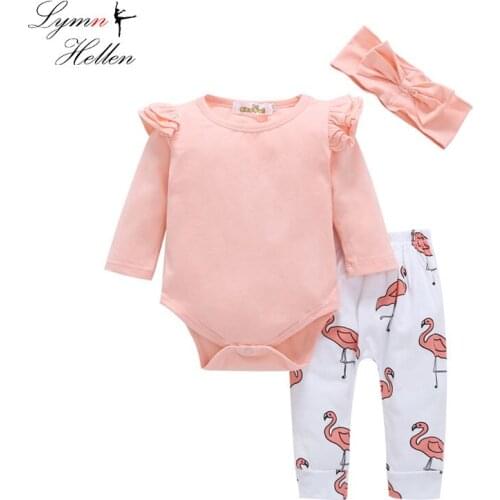 Newborn Baby Girls Clothes Set Romper + Pant + Hairband, Baby Girl Jumpsuit Baby Overalls Pajamas Climb Clothing Romper Set