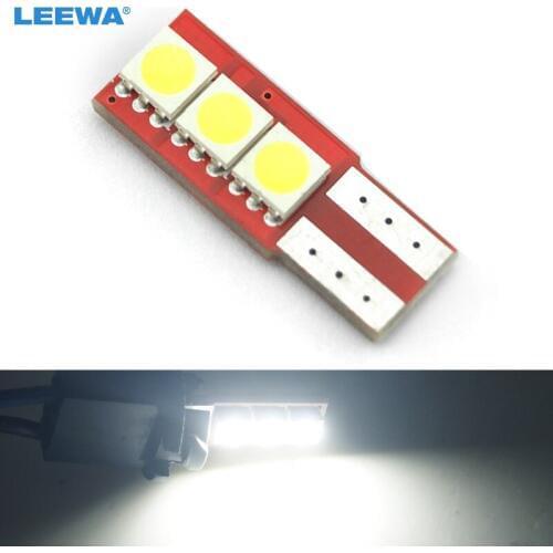 LEEWA 50pcs Super White T10/W5W/194/168 5050 3LED NO ERROR CANBUS Car LED Light Bulbs Door Light 12V #CA1644