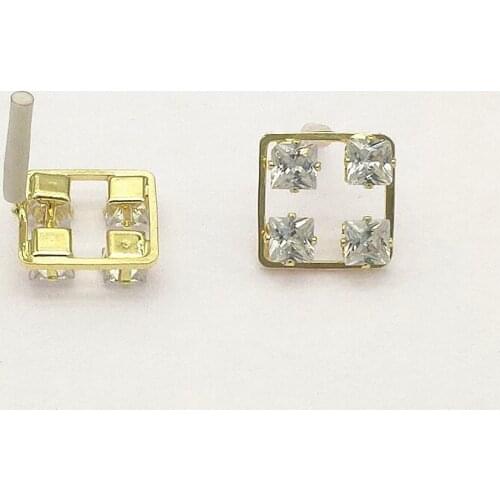 New Arrival! 15mm 50pcs Cubic Zirconia Square Ear Stud for Handmade Necklace Earring DIY Parts,Jewelry Findings & Components