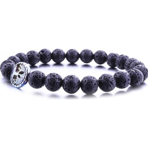 New 8mm Black Lava Stone Tree Of Life Bracelets DIY Volcano Aromatherapy Essential Oil Diffuser Chakra Bracelet Man Jewelry