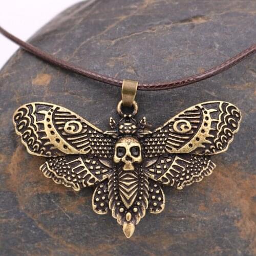 Punk Moth Skull Antiquity Mini Insect Pendant Necklace Choker Vintage Gothic Strange Collar Chain Man Women Chic Jewelry Gift