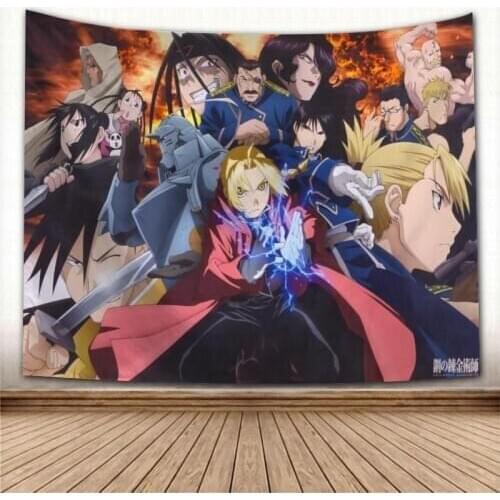 Fullmetal Alchemist Tapestry Colorful Psychedelic Decorative Carpet Wall Fabric For Living Room Bedroom Tapestries Accessories
