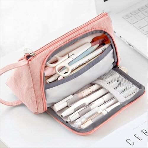 Card love simple candy color student canvas cotton large-capacity pencil bag girl cosmetic bag