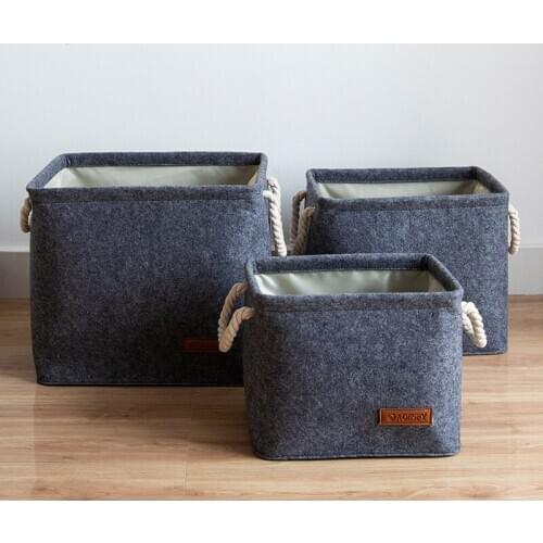 Rectangle Dirty Laundry Storage Basket Felt Fabric Sundries Clothes Organizer Round Toy Storage Bucket Books Organizer Container