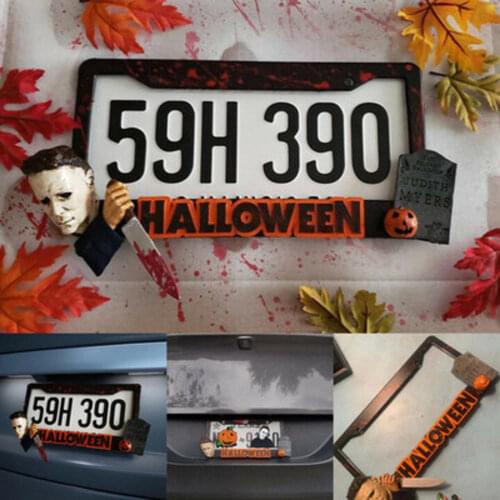 Halloween Car License Plate Frame Horror Bloody Personalized Auto Styling Decoration License Plate Holder Frame Great Gift