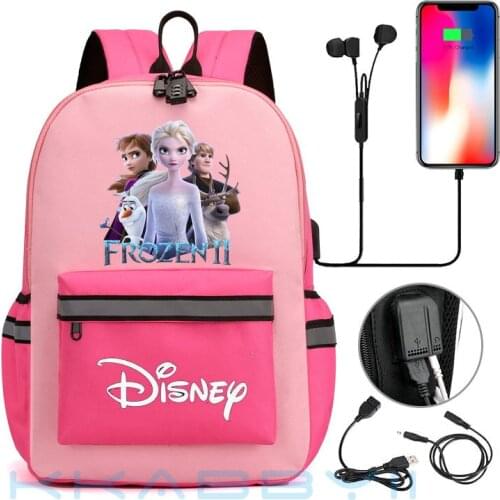 Frozen Elsa Anna Backpack Kids Boys Girls Schoolbag Students Bookbag Children Knapsack Women Usb Charging Travel Rucksack