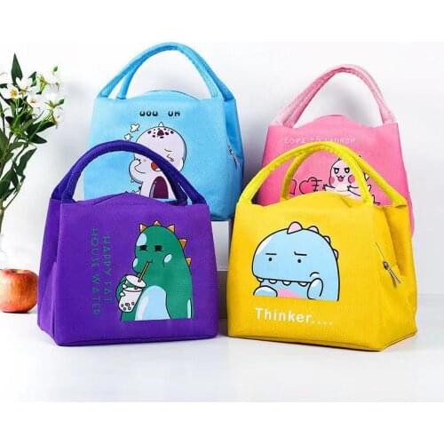 Cute Cartoon Zipper Lunch Bag Tote Thermal Cooler Bag Women Kids Lunchbox Picnic Supplies Insulated Lunch Food Bag sac isotherme
