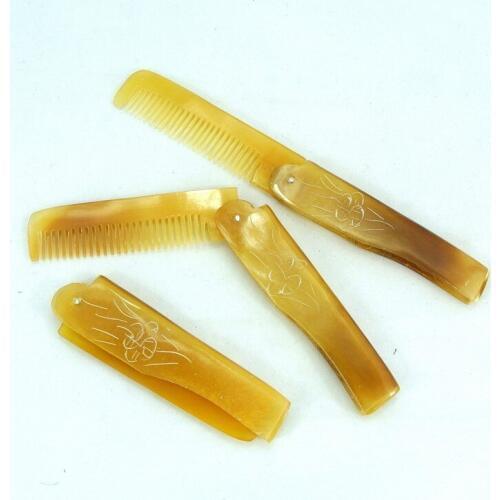 Natural Ox Horn Fine Tooth Health Care Pocket Folding Foldable Comb Moustache & Beard