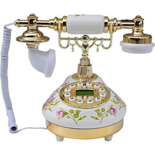 Button Dial Antique Telephone, LCD Display Vintage Telephone Classic European Retro Landline Telephone for Home Hotel Office