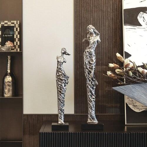 Electroplating Girl Statue Abstract Resin Sculpture Guest Crafts Decoration Home Decoration Cabinet Furnishings