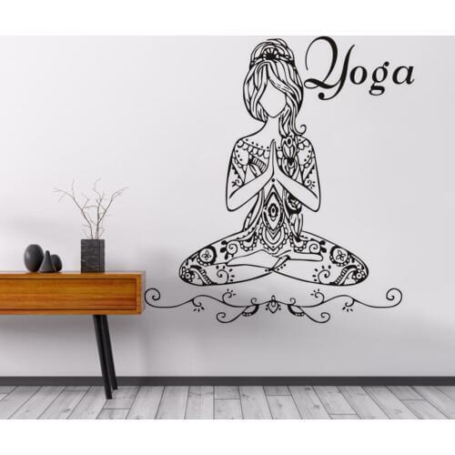 Yoga Girl Style Wall Sticker Fitness Yoga Studio Decoration Yoga Posture Wall Decals Yoga Sign Removable Vinyl Wall Murals AJ658