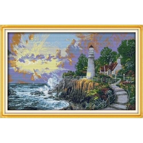 The Beacon Light Tower Cross Stitch DMC Counted Cross Stitch DIY Needlework Kits Embroidery for Needlework Crafts Home Decor
