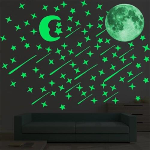 20cm Luminous Moon Earth Cartoon DIY 3D Wall Stickers for Kids Room Bedroom Glow In The Dark Wall Sticker Home Decor Living Room