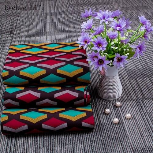 Lychee Life 1Yard Fish Scale Printed Real Wax Polyester Fabric Ankara African For Women Wedding Dress Making Home Decoration