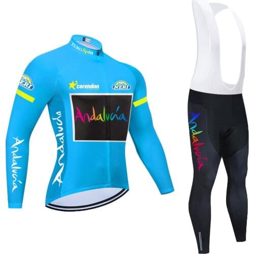Spring Long Sleeve Andalucia Cycling Jersey Set Clothing Maillot Ropa Ciclismo Bicycle Wear Clothing Bike Uniform Cycling Set