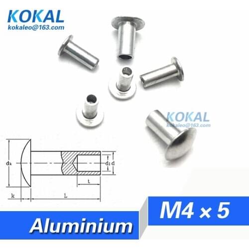 [YKAL-M4*5]100PCS Free Shipping M4 Series thin round half hollow rivet M4*5mm Aluminium hollow rivet