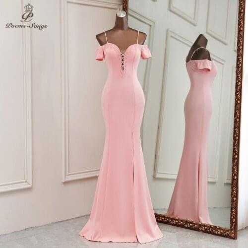 Sexy pink color Evening dresses Mermaid prom dress 2021 robe de soiree de mariage vestidos de promocion Bridesmaid dresses