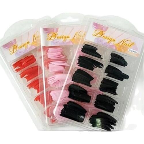 100pc/Box French Half-Cover Fake False Nails 10Size Press On Acrylic UV Gel Polish Manicure For Nail Styling Design Fake Tips ^8